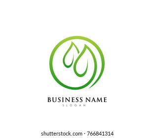 Green leaf ecology logo template, nature element vector icon for business company with green gradient color