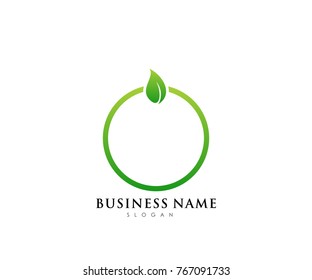 Green leaf ecology logo template, nature element vector icon for business company with green gradient color