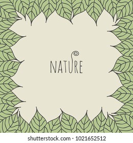 Green leaf ecology nature background with text Nature, vector illustration.
