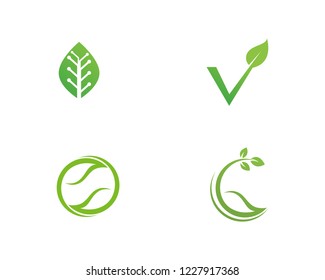 green leaf ecology nature element vector icon