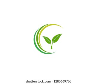 Green leaf ecology nature element vector icon