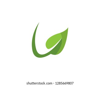 Green leaf ecology nature element vector icon