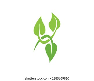 Green leaf ecology nature element vector icon