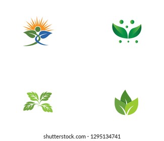 Green leaf ecology nature element vector icon