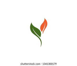 green leaf ecology nature element vector icon