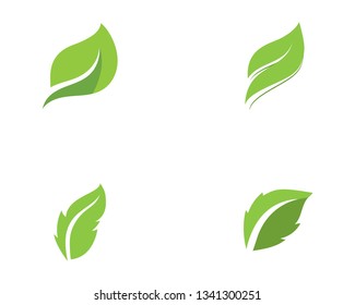 green leaf ecology nature element vector icon