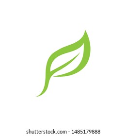 green leaf ecology nature element vector icon