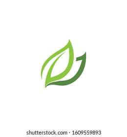 Green leaf ecology nature element vector icon