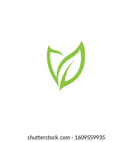 Green leaf ecology nature element vector icon