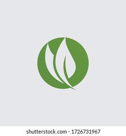 Grünblätterökologie, Naturelement, Vektor-Logo