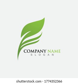 Green leaf ecology nature element vector icon