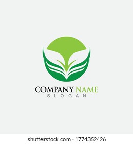 Green leaf ecology nature element vector icon