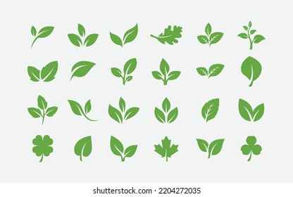 Green leaf ecology nature element vector icon set, Leaf Icon pack, green leaf ecology nature element vector