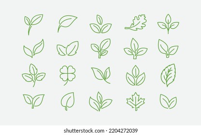 Green leaf ecology nature element vector icon set, Leaf Icon pack, green leaf ecology nature element vector