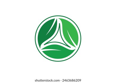 Green leaf ecology nature element vector icon. Logo for business corporate sign. Unity leaf logo design concept template. Circle flat logo.