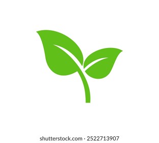 Grüne Blatt Ökologie Natur Element Symbol. Botanik, Keimknospe, Kräuter, Ökologie, Bio, Bio, Vegetarisch, Öko, frisches Vektordesign und Illustration. 
