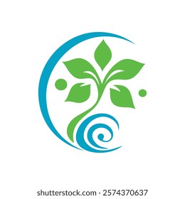 green leaf ecology nature element, icon logo vector isolation on white