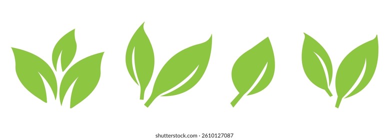 Green leaf ecology nature element vector icon set, Leaf Icon, green leaf ecology nature element. nature sign. elements design for natural, eco, bio, vegan labels.