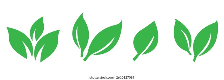 Green leaf ecology nature element vector icon set, Leaf Icon, green leaf ecology nature element. nature sign. elements design for natural, eco, bio, vegan labels.