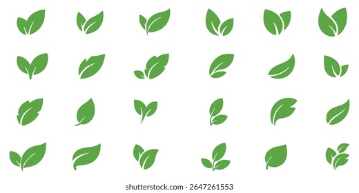 Green leaf ecology nature element vector icon set, Leaf Icon pack, green leaf ecology nature element vector. background white. Design EPS 10