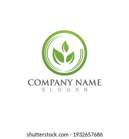  green leaf ecology nature logo element vector