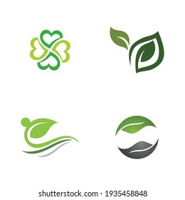  green leaf ecology nature logo element vector