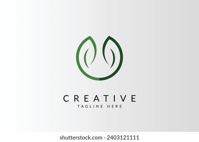 Green leaf ecology nature logo element vector