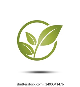 Green Leaf Environment Icon Vector Logo Template