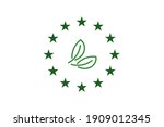 green leaf and Europe Union- EU stars. Vector ecology icon