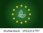 green leaf and Europe Union- EU flag background. Vector illustration