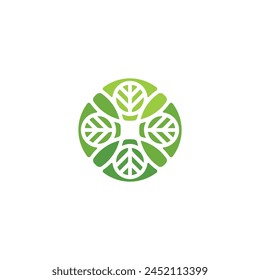 Green Leaf Eye with Circle Form Logo Vector Design