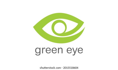 Green leaf eyes vector logo. Green ecology diet vector leaf 