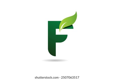 green leaf F letter alphabet logo icon design suitable for a green or vegan vegetarian concept