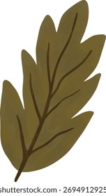 Green leaf Fall Nature Minimalist Drawing in Brown Beige Tones