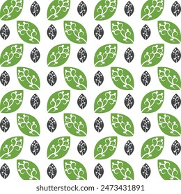 Green leaf favored trendy multicolor repeating pattern vector illustration design