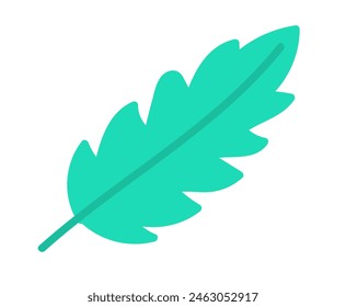 Green leaf in flat design. Summer forest leaflet, abstract garden leafage. Vector illustration isolated.