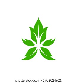 Green leaf flat logo design template