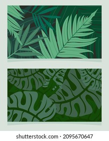 Green Leaf Floral Background Vector Set