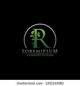 Green Leaf Florist R Letter Logo