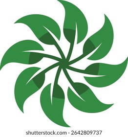 Green leaf flower - Elements design for natural, eco, vegan, bio labels.Vector illustration