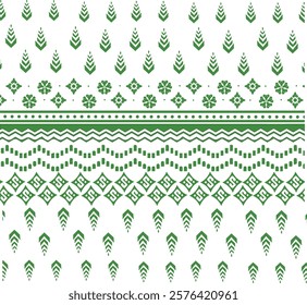 Green leaf flower S pattern