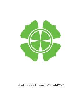 green leaf or flower shape logo vector