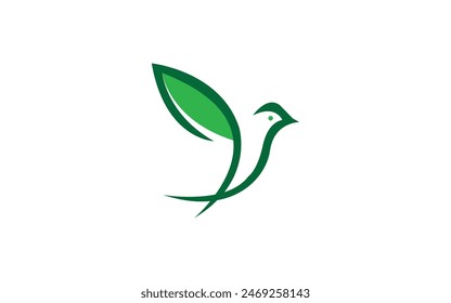 Green leaf formed bird logo template