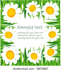 Green leaf frame illustration with flowers