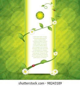 Green leaf frame illustration with flowers
