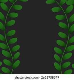 Green Leaf Frame on Dark Background