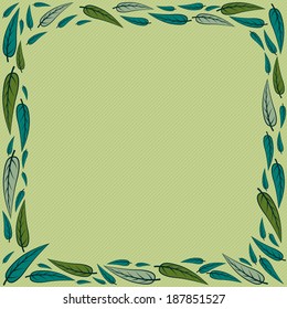 Green leaf frame on strip background for presentation or graphic work 