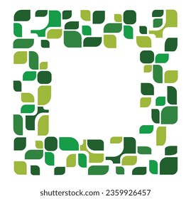 green leaf frame on white background