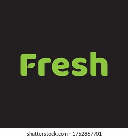 plantilla de vector de logotipo de texto fresco de hoja verde