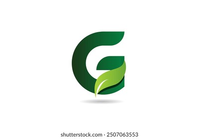 green leaf G letter alphabet logo icon design suitable for a green or vegan vegetarian concept